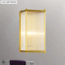 GobekUsa Modern Translucent Crystal Cuboid Wall Sconce Light, Gold Surface, 12"/19.5" Wide