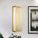 GobekUsa Modern Translucent Crystal Cuboid Wall Sconce Light, Gold Surface, 12"/19.5" Wide