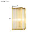 GobekUsa Modern Translucent Crystal Cuboid Wall Sconce Light, Gold Surface, 12"/19.5" Wide