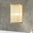 GobekUsa Modern Translucent Crystal Cuboid Wall Sconce Light, Gold Surface, 12"/19.5" Wide