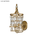 GobekUsa Modern Gold Crystal Candelabra Wall Sconce with Cylinder Cage and 2 Lights