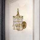 GobekUsa Modern Gold Crystal Candelabra Wall Sconce with Cylinder Cage and 2 Lights