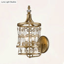 GobekUsa Modern Gold Crystal Candelabra Wall Sconce with Cylinder Cage and 2 Lights