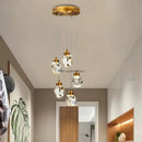 GobekUsa K9 Crystal Dining Chandeliers: Gold Wire Hanging Ceiling Lights for Bedroom, Balcony, Bar Room