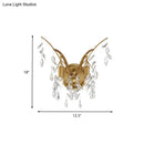 GobekUsa Modern Gold Wall Sconce with Crystal Drop - 2-Light Branch Mount