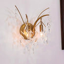 GobekUsa Modern Gold Wall Sconce with Crystal Drop - 2-Light Branch Mount