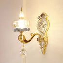 GobekUsa Modern Gold Crystal Droplet Glass Flower Wall Mount Sconce