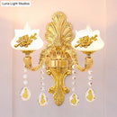 GobekUsa Modern Gold Crystal Droplet Glass Flower Wall Mount Sconce