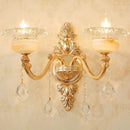 GobekUsa Modern Gold Crystal Droplet Glass Flower Wall Mount Sconce