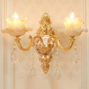 GobekUsa Modern Gold Crystal Droplet Glass Flower Wall Mount Sconce