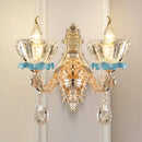 GobekUsa Modern Gold Crystal Droplet Glass Flower Wall Mount Sconce