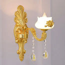 GobekUsa Modern Gold Crystal Droplet Glass Flower Wall Mount Sconce