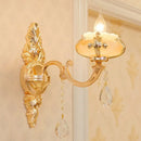 GobekUsa Modern Gold Crystal Droplet Glass Flower Wall Mount Sconce