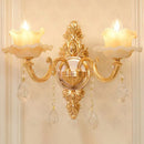 GobekUsa Modern Gold Crystal Droplet Glass Flower Wall Mount Sconce