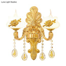 GobekUsa Modern Gold Crystal Droplet Glass Flower Wall Mount Sconce