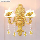 GobekUsa Modern Gold Crystal Droplet Glass Flower Wall Mount Sconce