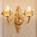 GobekUsa Modern Gold Crystal Droplet Glass Flower Wall Mount Sconce