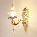 GobekUsa Modern Gold Crystal Droplet Glass Flower Wall Mount Sconce