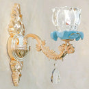 GobekUsa Modern Gold Crystal Droplet Glass Flower Wall Mount Sconce