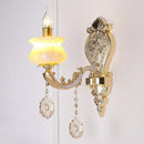 GobekUsa Modern Gold Crystal Droplet Glass Flower Wall Mount Sconce