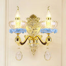 GobekUsa Modern Gold Crystal Droplet Glass Flower Wall Mount Sconce