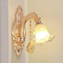GobekUsa Modern Gold Crystal Droplet Glass Flower Wall Mount Sconce