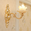 GobekUsa Modern Gold Crystal Droplet Glass Flower Wall Mount Sconce