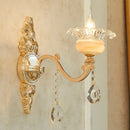 GobekUsa Modern Gold Crystal Droplet Glass Flower Wall Mount Sconce
