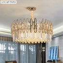 GobekUsa Minimalist K9 Crystal Drum Pendant Light for Living Room Chandelier