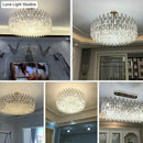 GobekUsa Minimalist K9 Crystal Drum Pendant Light for Living Room Chandelier