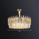 GobekUsa Minimalist K9 Crystal Drum Pendant Light for Living Room Chandelier