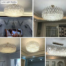GobekUsa Minimalist K9 Crystal Drum Pendant Light for Living Room Chandelier