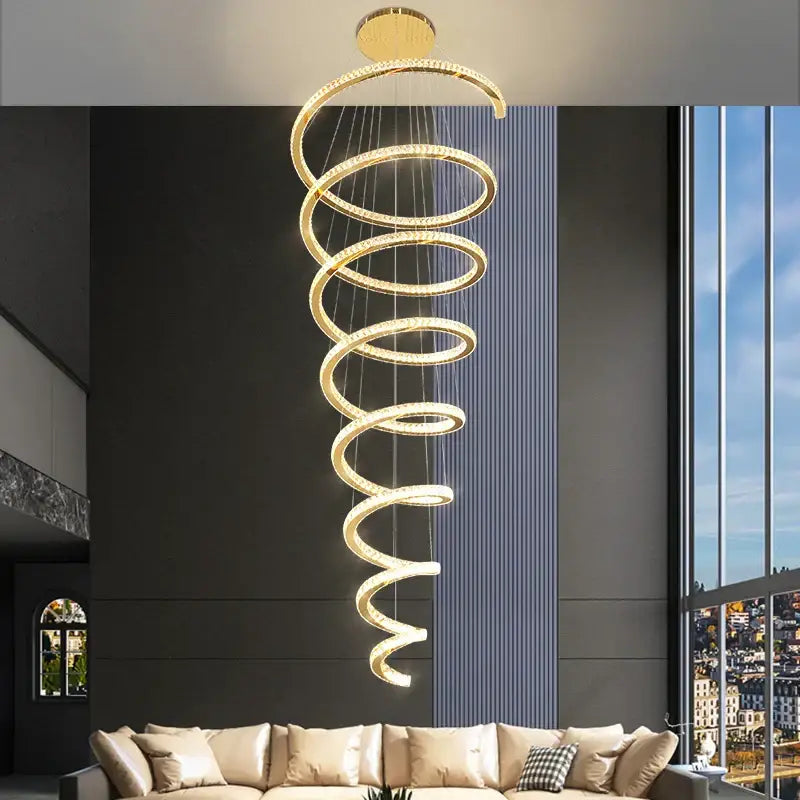 GobekUsa Crystal Duplex Ring Pendant Light Chandelier, photo 4 of 12