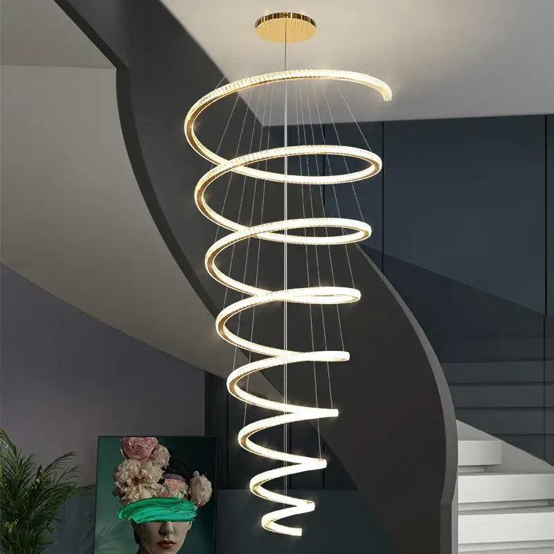 GobekUsa Crystal Duplex Ring Pendant Light Chandelier, photo 2 of 12