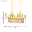 GobekUsa Crystal Floral Island Pendant Lamp - Modern Gold Dining Room Light Fixture with 6/8-Light Option