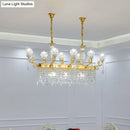 GobekUsa Crystal Floral Island Pendant Lamp - Modern Gold Dining Room Light Fixture with 6/8-Light Option