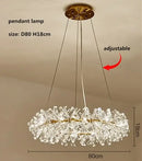 GobekUsa Crystal Flower Chandelier: Modern Nordic Luxury LED Ceiling Lamp for Living Room