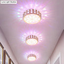 GobekUsa Champagne LED Crystal Embedded Round Ceiling Light - Simple Style Flush Mount for Passageway