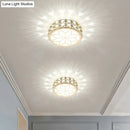 GobekUsa Champagne LED Crystal Embedded Round Ceiling Light - Simple Style Flush Mount for Passageway