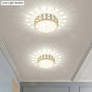 GobekUsa Champagne LED Crystal Embedded Round Ceiling Light - Simple Style Flush Mount for Passageway