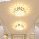 GobekUsa Champagne LED Crystal Embedded Round Ceiling Light - Simple Style Flush Mount for Passageway