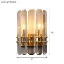 GobekUsa Modern Gold Crystal Flush Wall Sconce: Half-Cylinder Rectangle-Cut Lamp with 2 Lights for Hallways