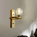 GobekUsa Modern Gold Sphere Crystal Wall Lamp - Elegant Bedchamber Sconce Lighting