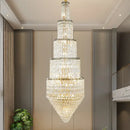 GobekUsa Crystal Hollow Long Chandelier: Elegant Duplex Villa Hall Lighting
