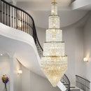 GobekUsa Crystal Hollow Long Chandelier: Elegant Duplex Villa Hall Lighting
