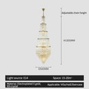 GobekUsa Crystal Hollow Long Chandelier: Elegant Duplex Villa Hall Lighting