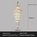 GobekUsa Crystal Hollow Stair Chandelier for Duplex Villa and Hotel Lobby