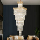 GobekUsa Crystal Hollow Stair Chandelier for Duplex Villa and Hotel Lobby