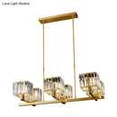 GobekUsa Modern Crystal Chandelier with 6 Gold Heads - Island Light Fixture
