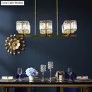 GobekUsa Modern Crystal Chandelier with 6 Gold Heads - Island Light Fixture